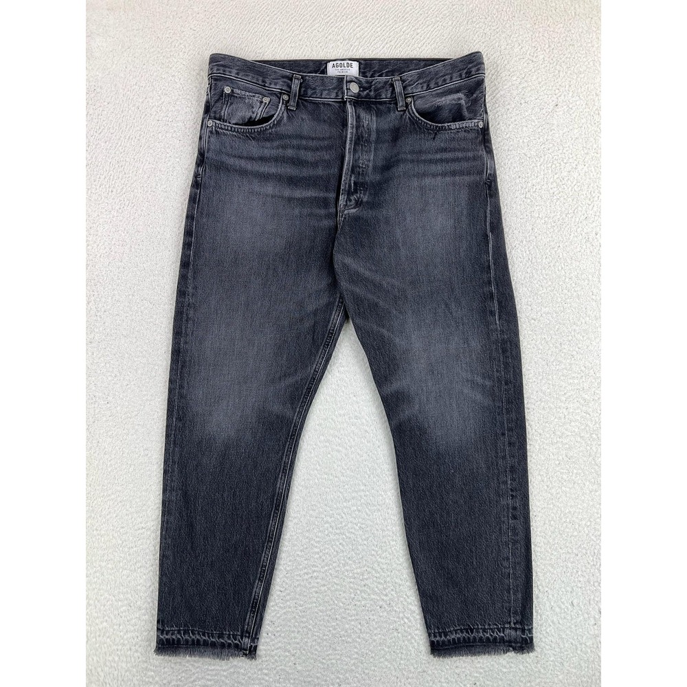 AGOLDE Jeans Womens 31 Black Void Jamie High Rise Straight Button Fly Denim
